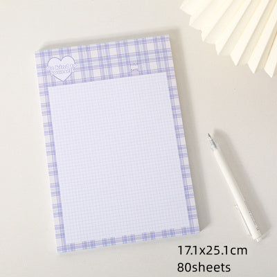 Kawaii Grid Memo Paper Note Pads - 80 Sheets Sticky Notes