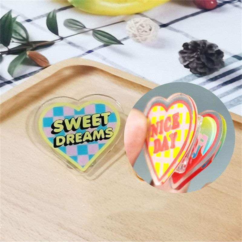 Kawaii Girl Heart Acrylic Clips - Cute Stationery Clips