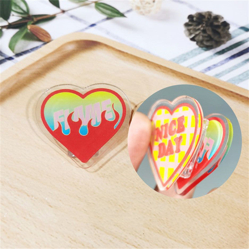 Kawaii Girl Heart Acrylic Clips - Cute Stationery Clips