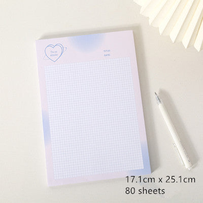 Kawaii Grid Memo Paper Note Pads - 80 Sheets Sticky Notes