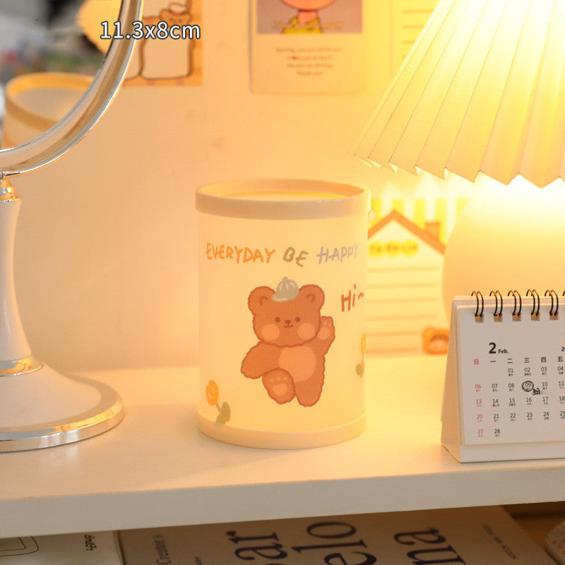 Cartoon Bear Plastic  Holder Kawaii Stationery Pen Holder Desktop Storage Box