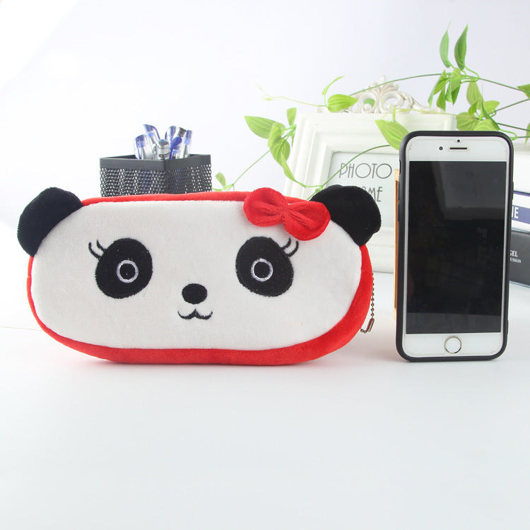 Kawaii Animal Plush Pencil Case - Children's Stationery Bag