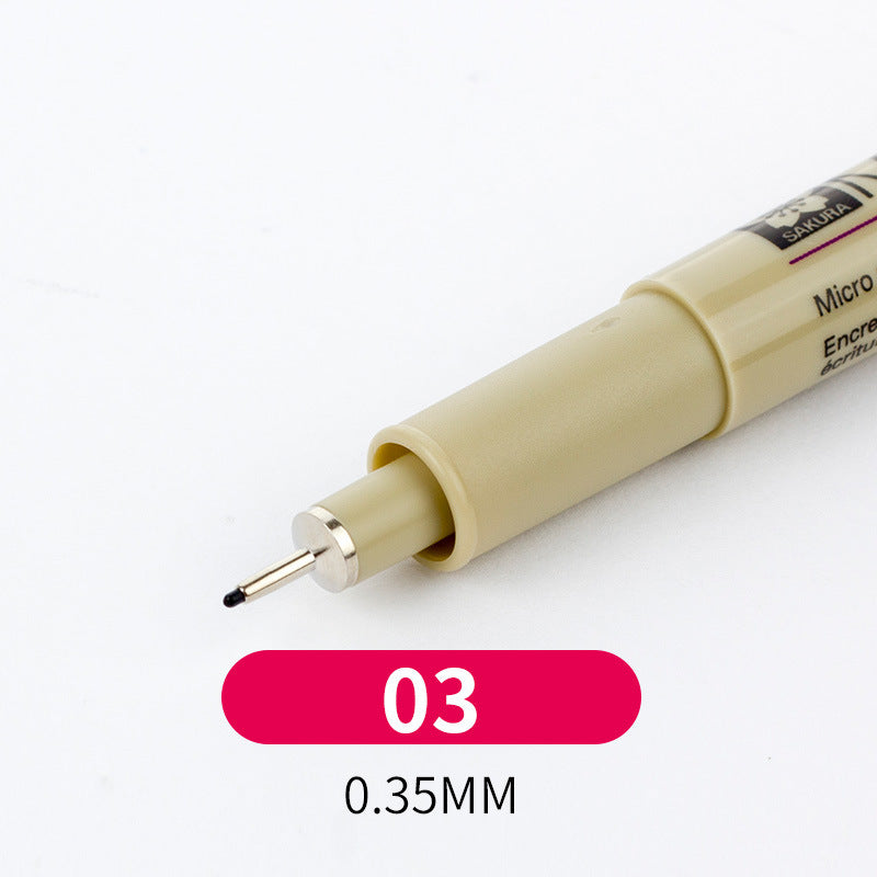 Beige mechanical pencil with a red label indicating 0.35mm on a white background
