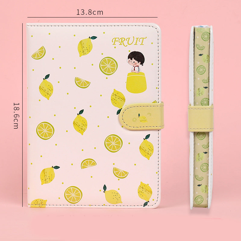 Kawaii Fruit Print Planner - Magnetic Buckle PU Leather Yearly Agenda