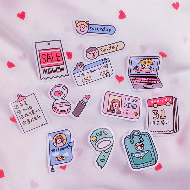 Kawaii Work Girl Stickers - Cute Planner & Journal Stickers