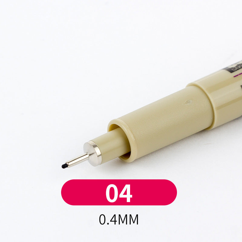 Beige mechanical pencil with a red label indicating 0.4mm lead size on a white background