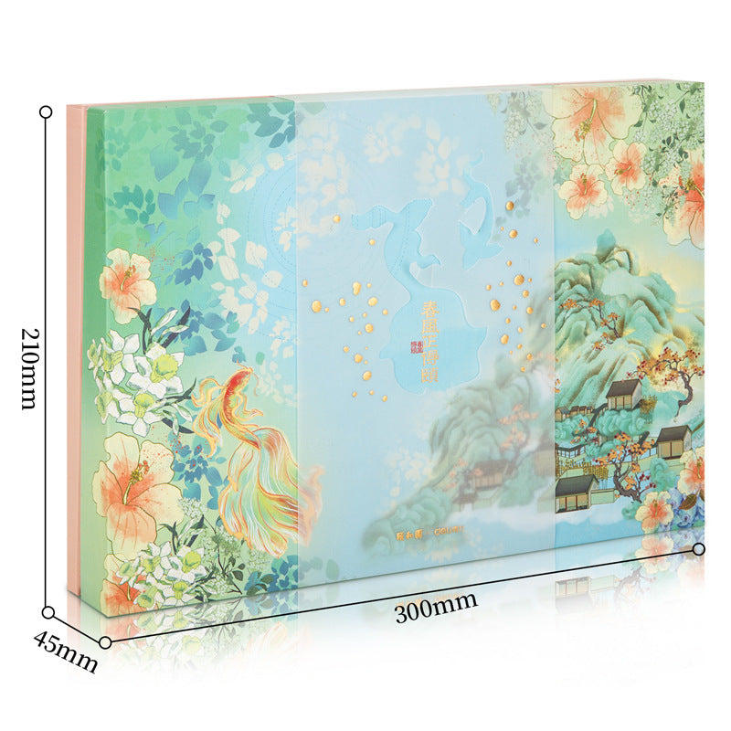 Elegant Summer Palace Hand Account Gift Box - Complete Stationery Set