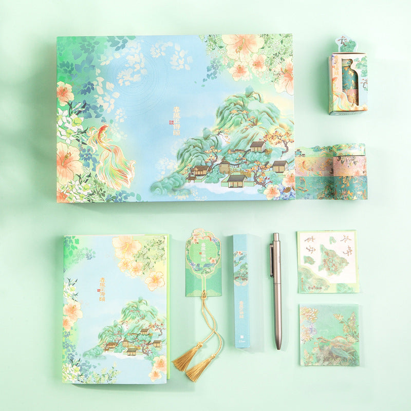 Elegant Summer Palace Hand Account Gift Box - Complete Stationery Set