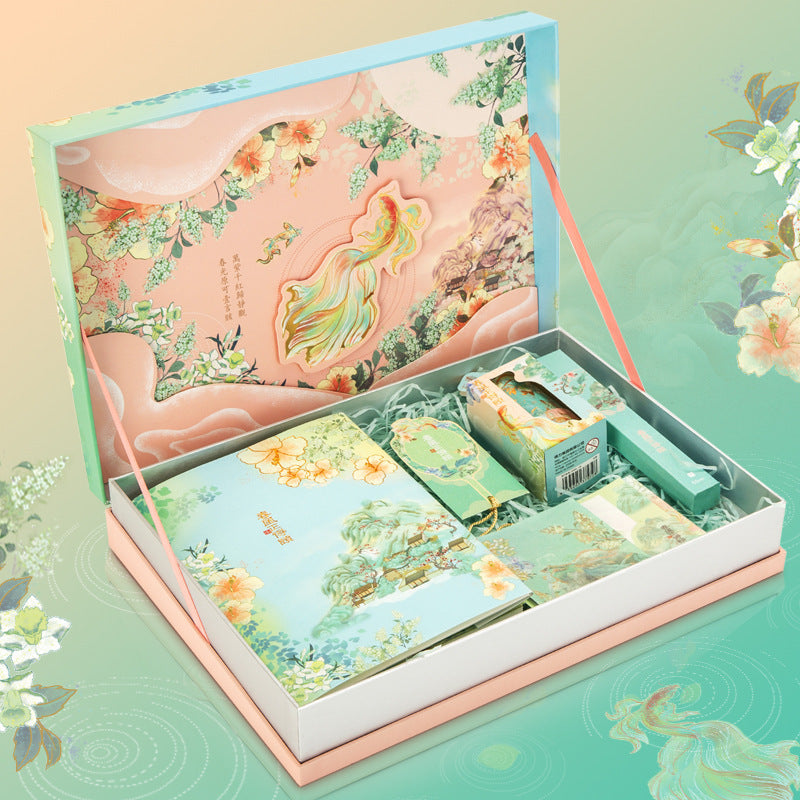 Elegant Summer Palace Hand Account Gift Box - Complete Stationery Set