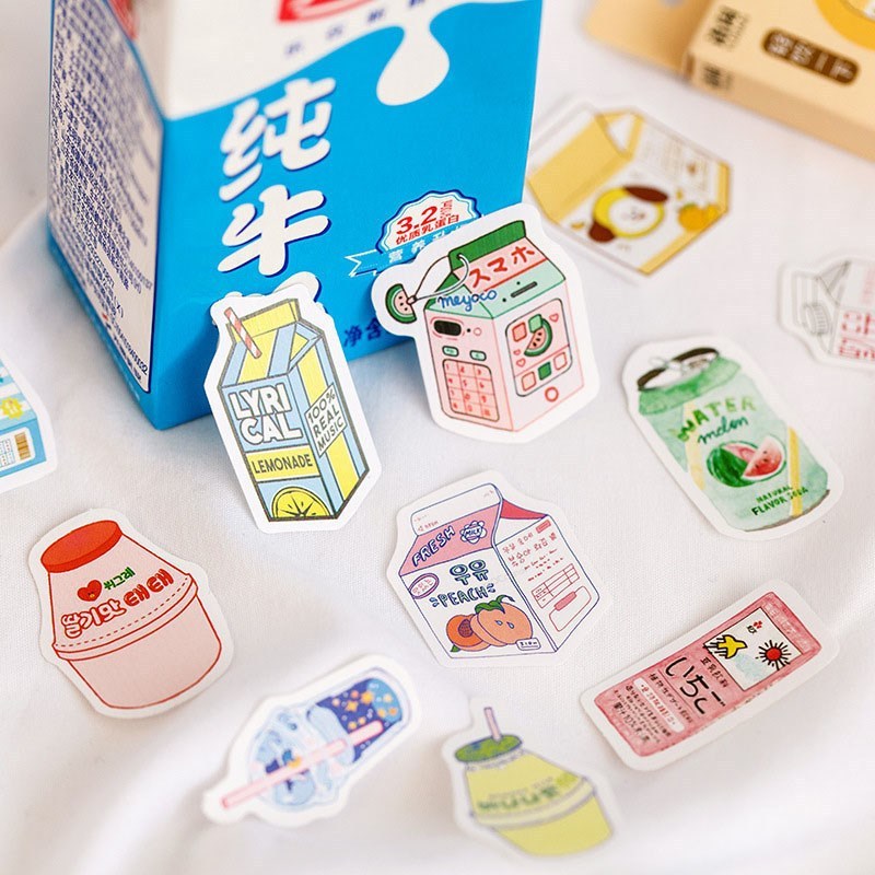 Kawaii Plant & Drink Stickers - Cute Decorative Stationery Stickers