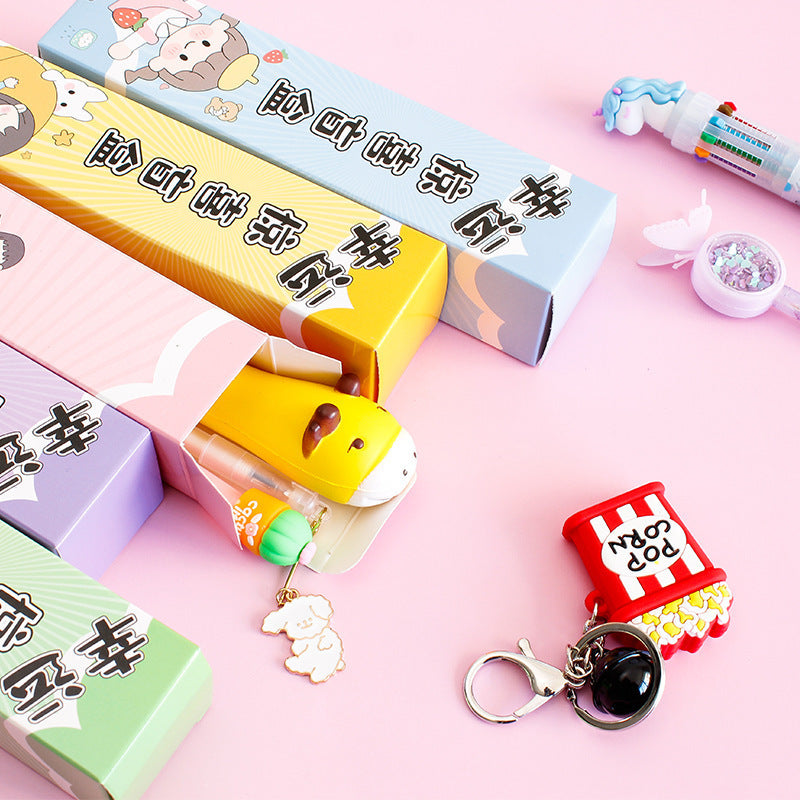 Kawaii Pressure Reducing Pen Blind Box - Cute Gel Pen with Keychain
