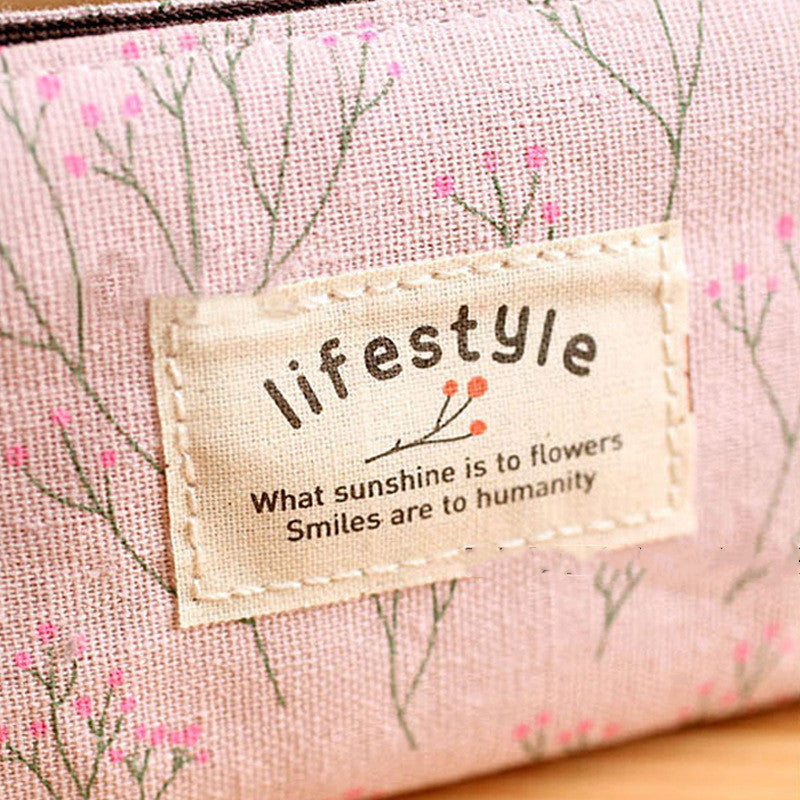 Kawaii Floral Student Stationery Storage Bag - Cute Pencil Case
