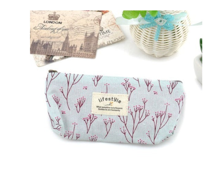 Kawaii Floral Student Stationery Storage Bag - Cute Pencil Case