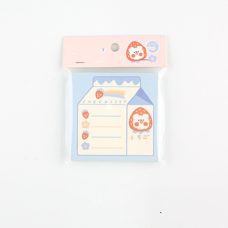 Kawaii Milk & Strawberry Memo Pad - 100 Sheets Daily Notes