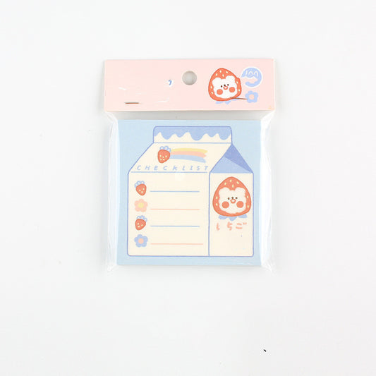 Kawaii Milk & Strawberry Memo Pad - 100 Sheets Daily Notes