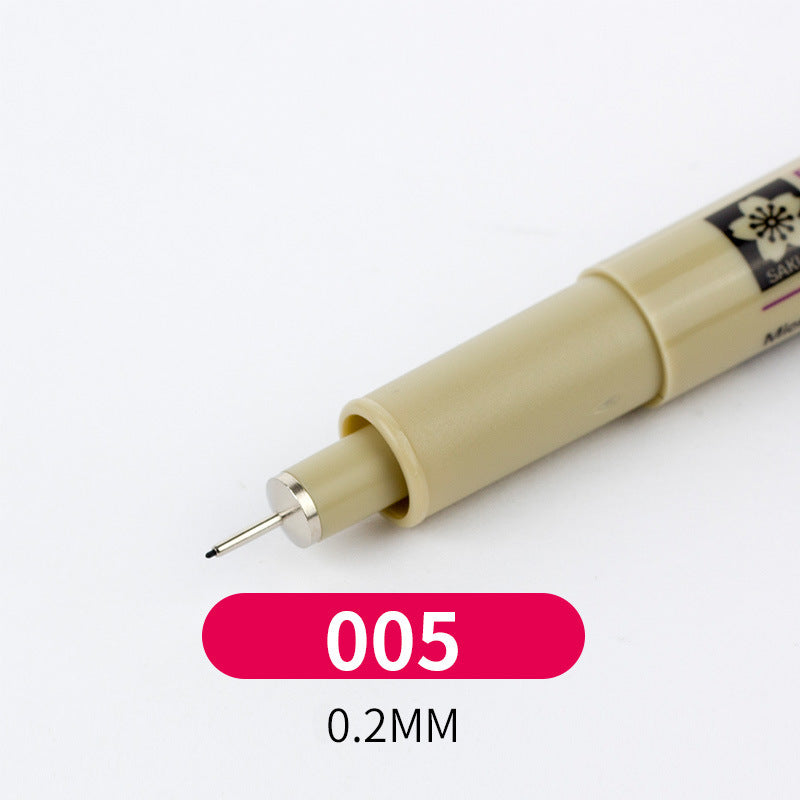 Beige mechanical pencil with a red label indicating 0.2mm lead size on a white background