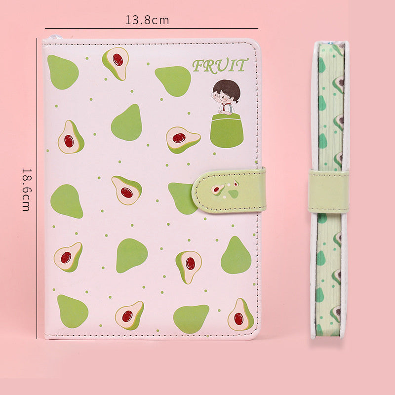 Kawaii Fruit Print Planner - Magnetic Buckle PU Leather Yearly Agenda