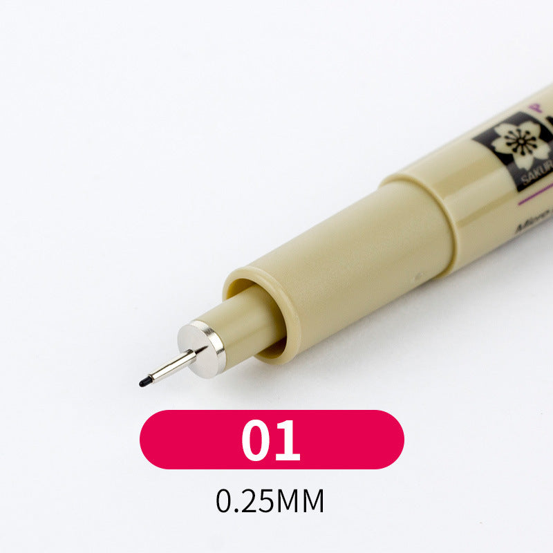Beige mechanical pencil with a small black tip on a white background