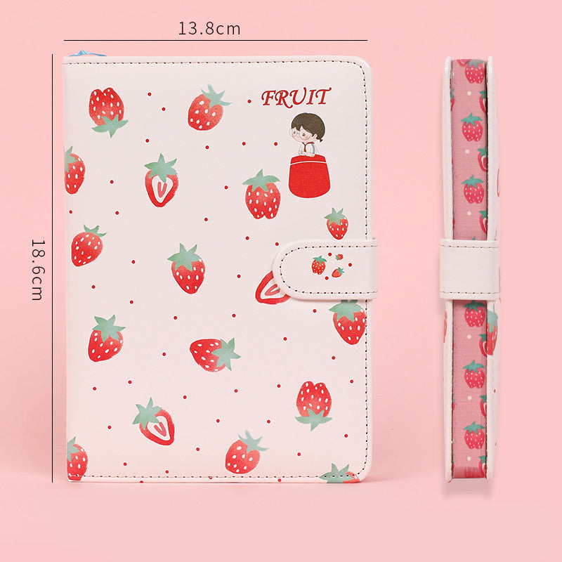 Kawaii Fruit Print Planner - Magnetic Buckle PU Leather Yearly Agenda