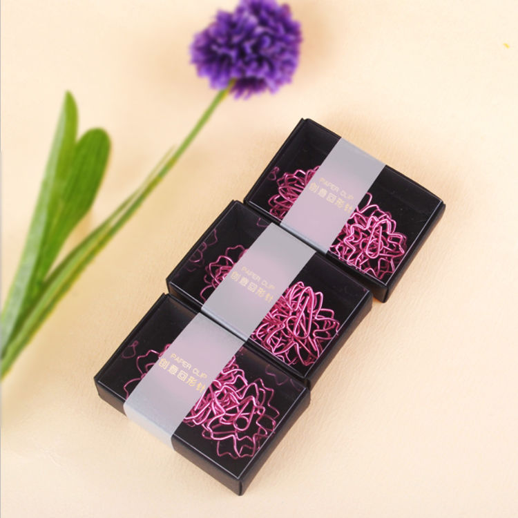 Pink Sakura Flower Paper Clips in a black box