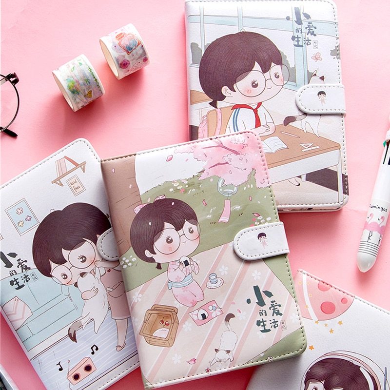 Kawaii Fruit Print Planner - Magnetic Buckle PU Leather Yearly Agenda