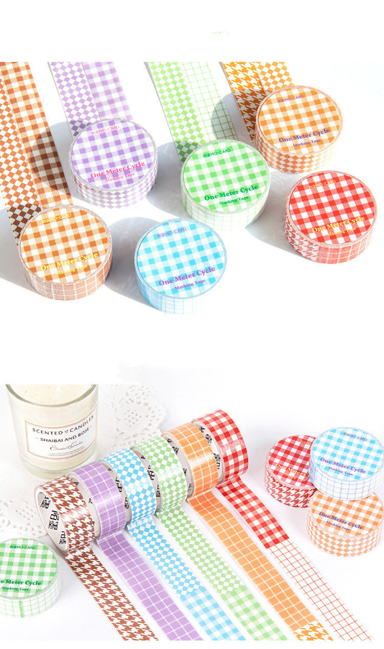 Assorted colorful washi tape rolls on a white background