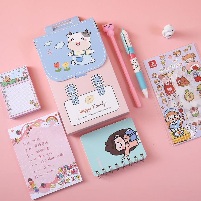Kawaii Stationery Blind Box Set - Schoolbag Pen Notebook Memo Surprise