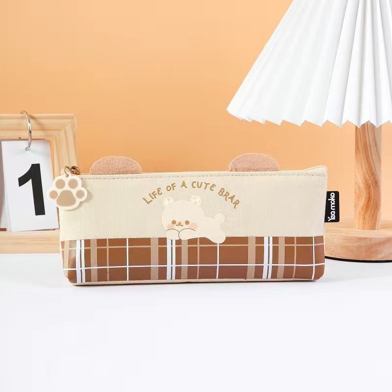 Kawaii Canvas Zipper Pencil Case - Student Storage Bag