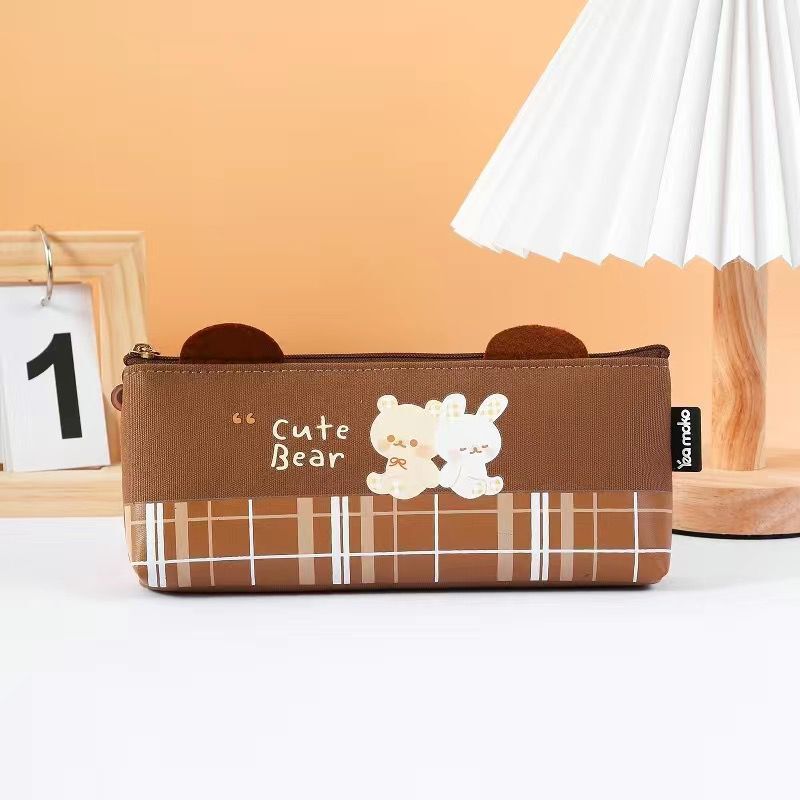 Kawaii Canvas Zipper Pencil Case - Student Storage Bag