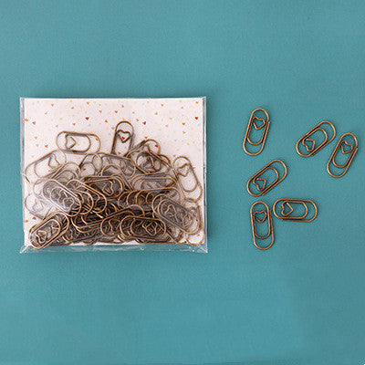 Kawaii Peach Heart Mini Paperclips - Cute Bookmark Set