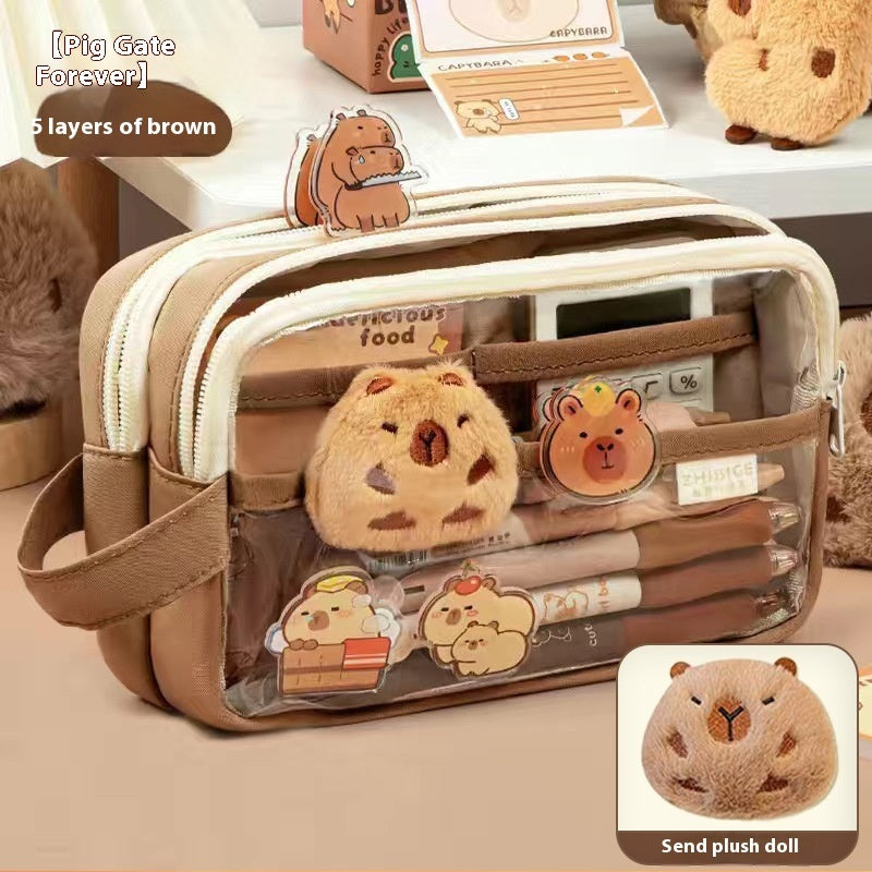 Kawaii Capybara Large Capacity Transparent Pencil Case