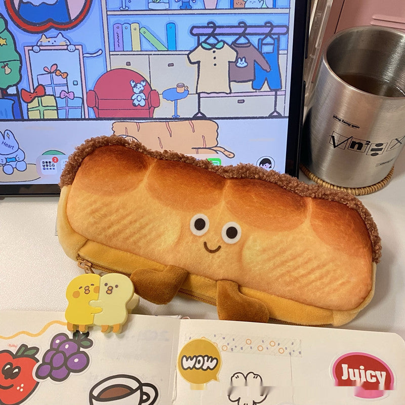 Kawaii Emotional Toast Bread Plush Pencil Case