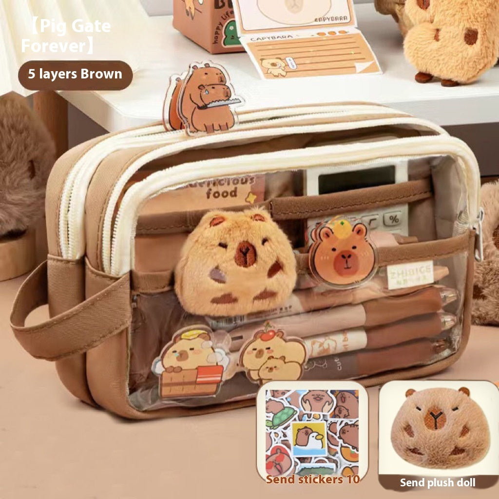 Kawaii Capybara Large Capacity Transparent Pencil Case