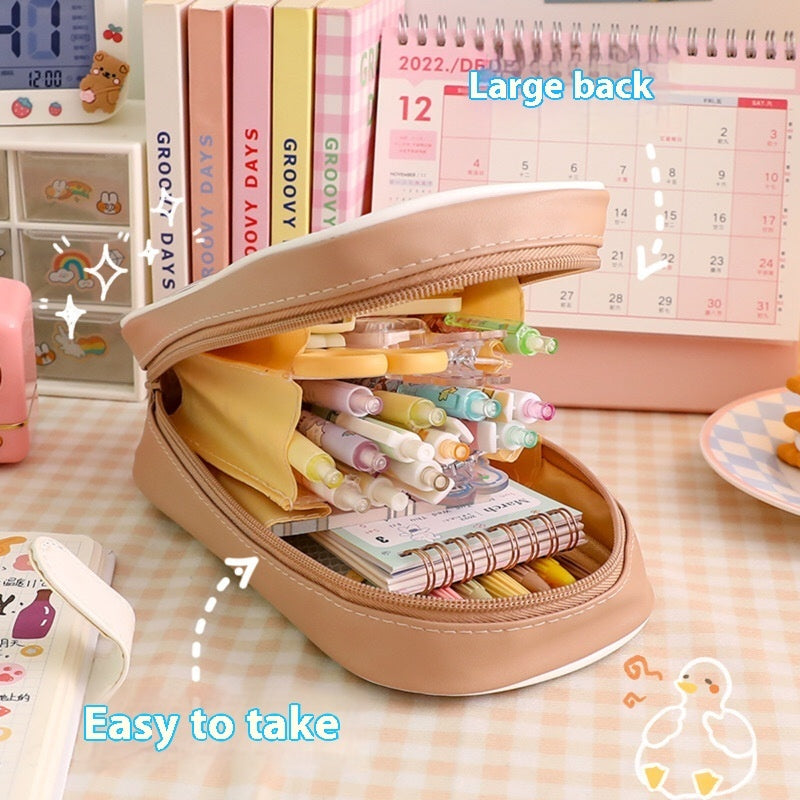Kawaii Cartoon Transparent Pencil Case - Large Capacity