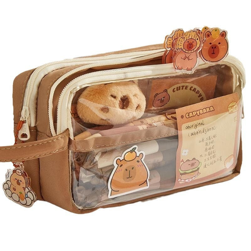 Kawaii Capybara Large Capacity Transparent Pencil Case