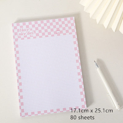 Kawaii Grid Memo Paper Note Pads - 80 Sheets Sticky Notes
