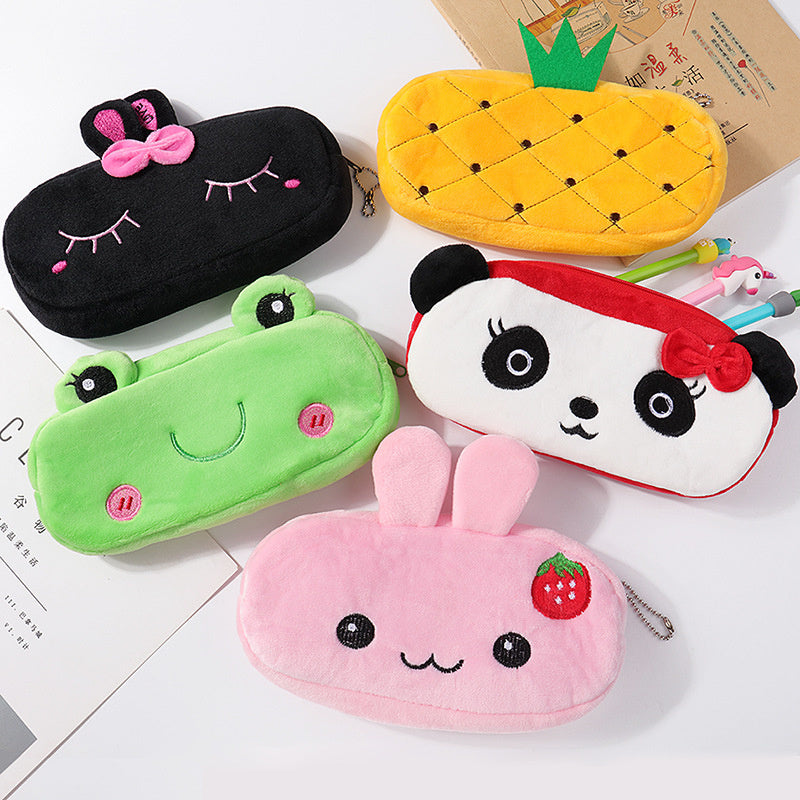 Kawaii Animal Plush Pencil Case - Children's Stationery Bag