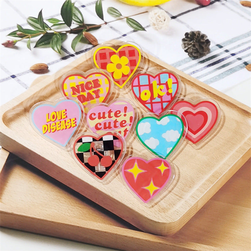 Kawaii Girl Heart Acrylic Clips - Cute Stationery Clips