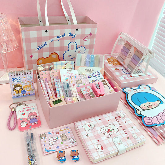 Kawaii Girl Students' Stationery Gift Set - Complete Supply Box