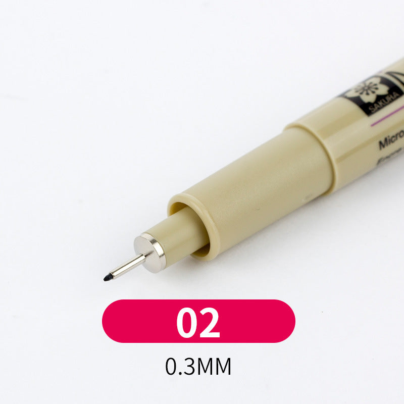 Beige micron pen with a red label indicating 0.3mm on a white background