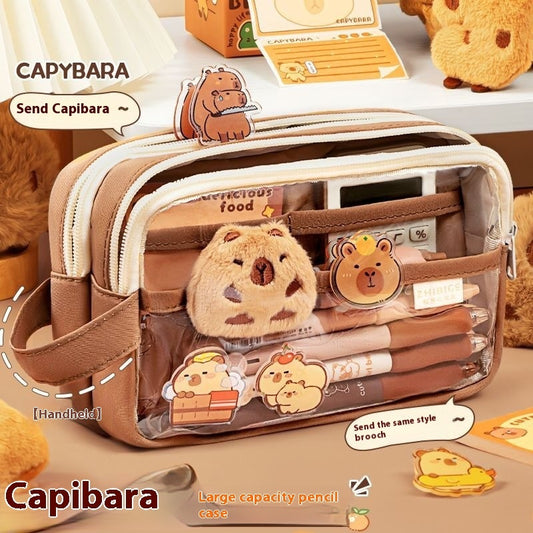 Kawaii Capybara Large Capacity Transparent Pencil Case