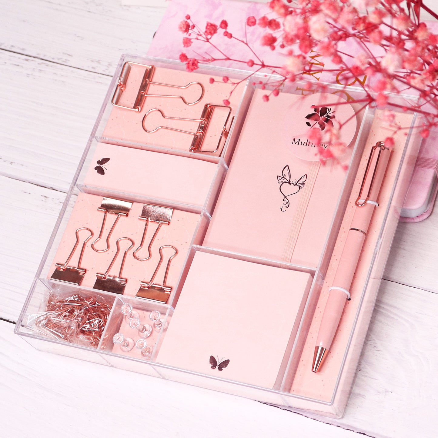 Elegant Rose Gold Stationery Gift Set - Student & Office