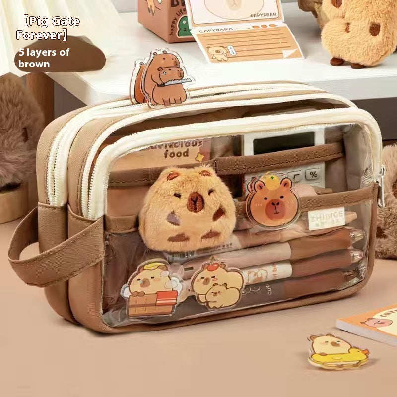 Kawaii Capybara Large Capacity Transparent Pencil Case