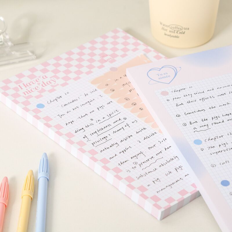 Kawaii Grid Memo Paper Note Pads - 80 Sheets Sticky Notes