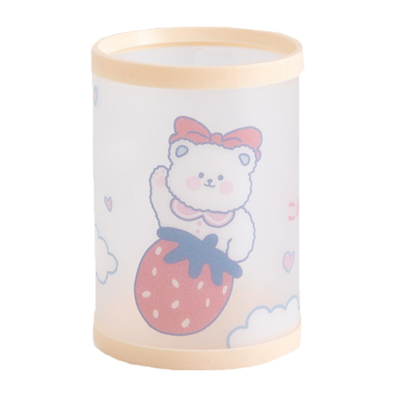 Cartoon Bear Plastic  Holder Kawaii Stationery Pen Holder Desktop Storage Box