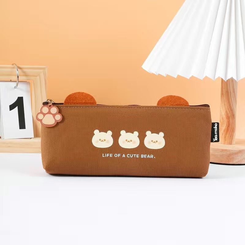 Kawaii Canvas Zipper Pencil Case - Student Storage Bag
