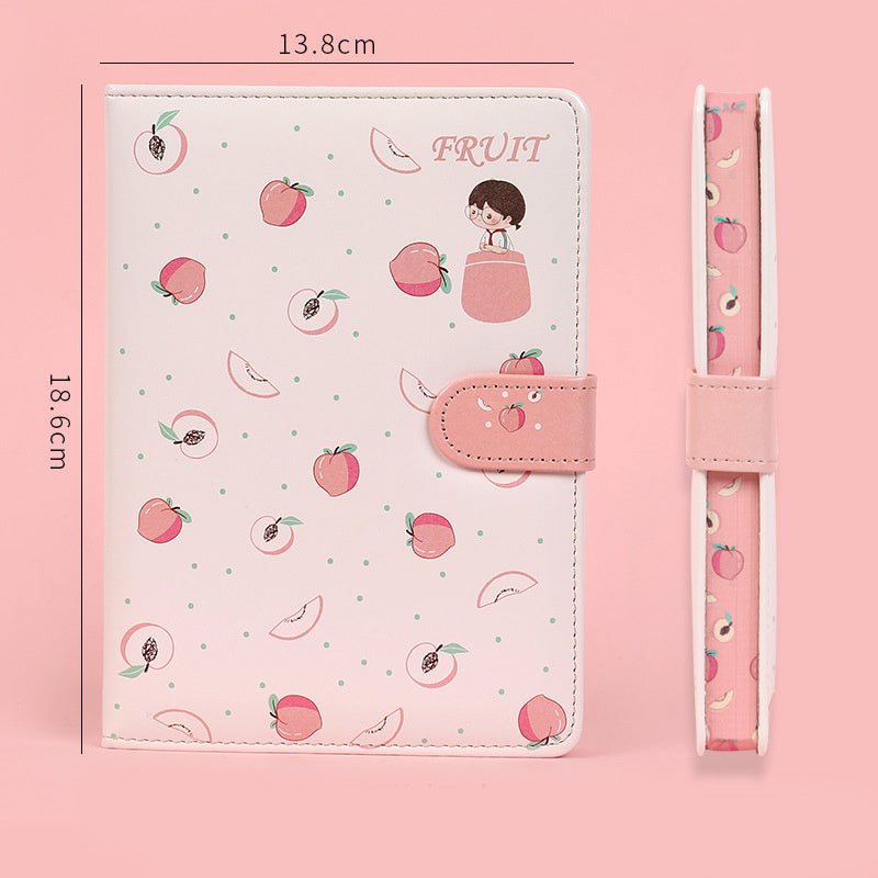 Kawaii Fruit Print Planner - Magnetic Buckle PU Leather Yearly Agenda