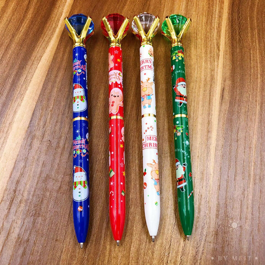 Christmas Cute Writing Supplies - Festive Diamond Top Pens Set