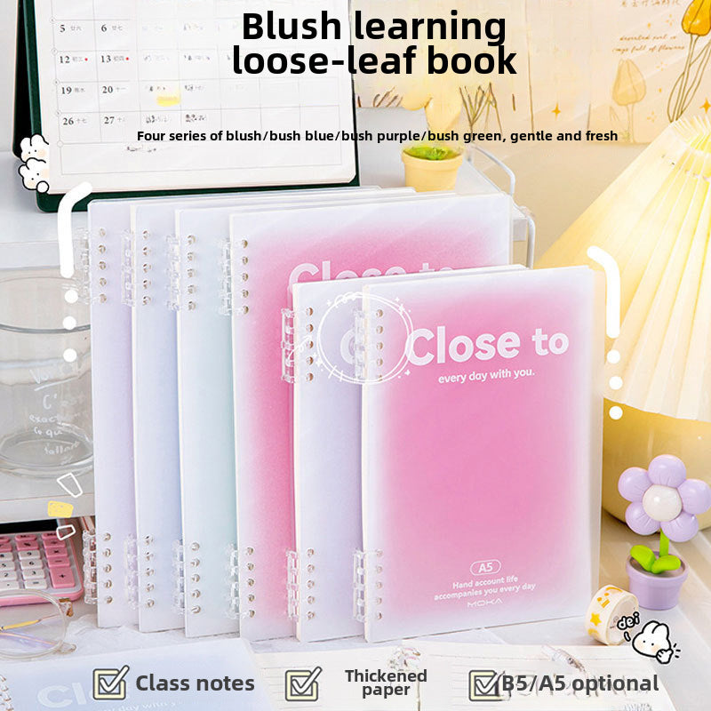 Gradient Blush Loose-Leaf Notebook - A5/B5 Student Notebook Eye Protection Paper