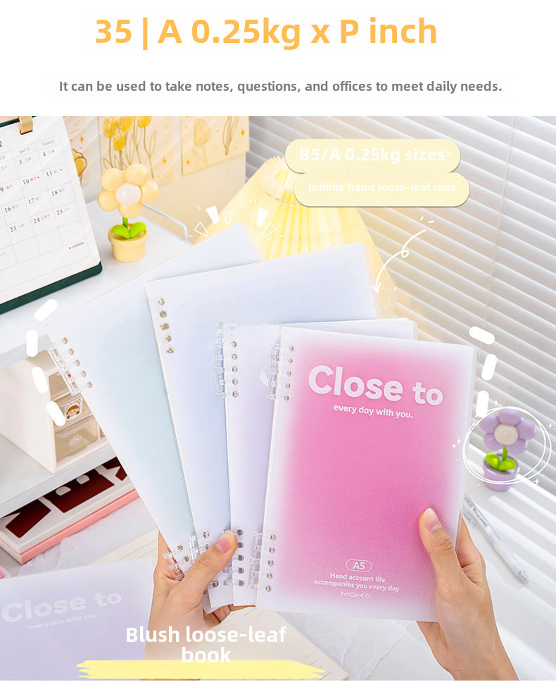 Gradient Blush Loose-Leaf Notebook - A5/B5 Student Notebook Eye Protection Paper